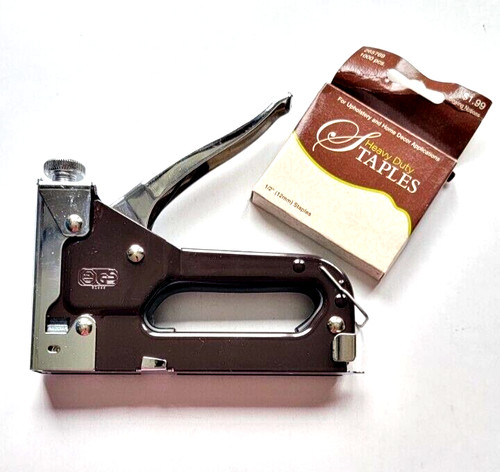 Genuine GS STAPLER UPHOLSTRY TACKER 4-14mm with Full Box of Heavy Duty Staples