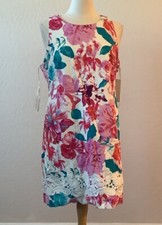 Eliza J Pink White Floral Shift  Dress Sz 14