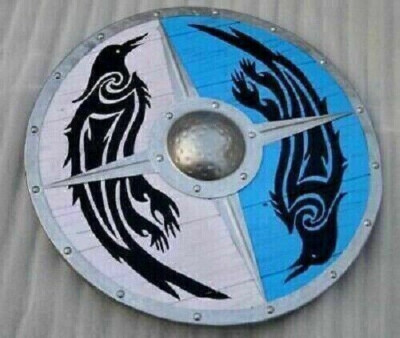 Valhalla Raven Authentic Battleworn Viking Shield | Fenrir Red Wolf Authentic B