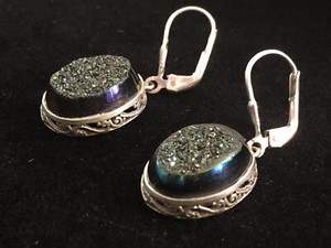 Sterling Silver (925) Rainbow Druzy Earings