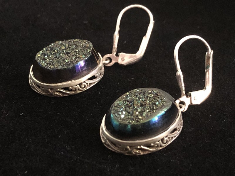Sterling Silver (925) Rainbow Druzy Earings