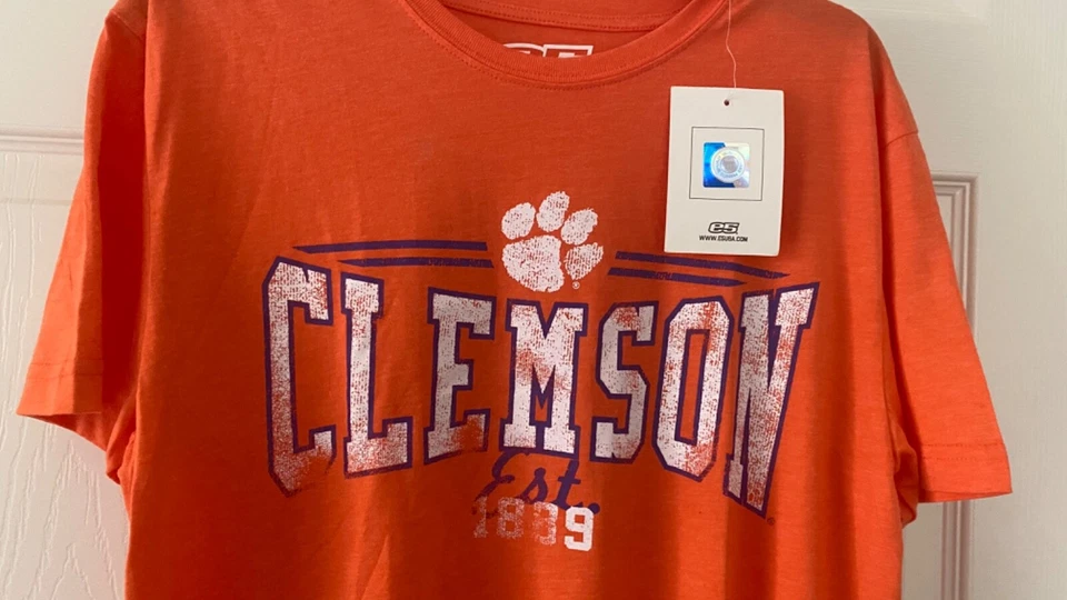 NUEVA $30 Clemson Tigers NCAA Naranja Grande Algodón Camiseta por E5 Licencia Colegial Foto 2 de 4