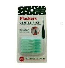Plackers Gentle Piks 20-Pk SuperSoft Interdental Picks for Food & Plaque Removal