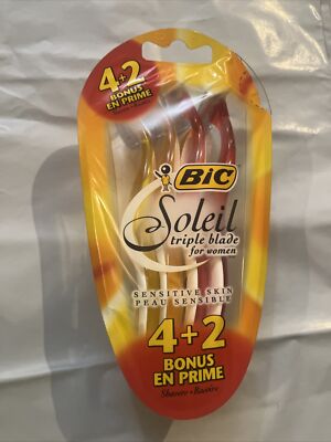 Bic Soleil Triple Blade Disposable Sensitive Skin 6 Count Shavers Razors