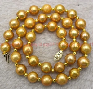 12-13MM NATURAL SOUTH SEA GOLDEN PEARL NECKLACE 14-36 INCHES