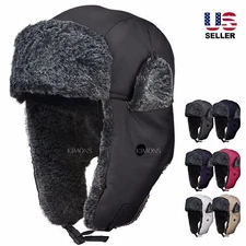 Earflap Trapper Aviator Russian Fur Winter Ski Hat Mens Womens