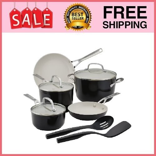 KitchenAid Ceramic Forged Aluminum 10 Piece Nonstick Cookware Pots and Pans Set,