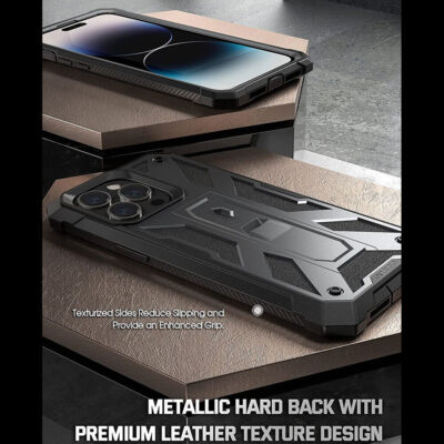For Apple iPhone 14 Pro Case Rugged Shockproof Protective Metallic Gun metal