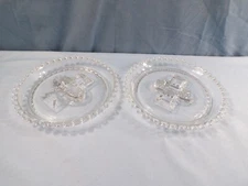 Set of 2 Imperial Candlewick Clear Glass Ashtrays w/ Matchbook Holder