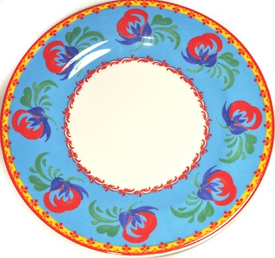 Set of 5 Vista Alegre Amazonia Multi-Motif Floral Rim 8 3/4'' Salad Plates Blue