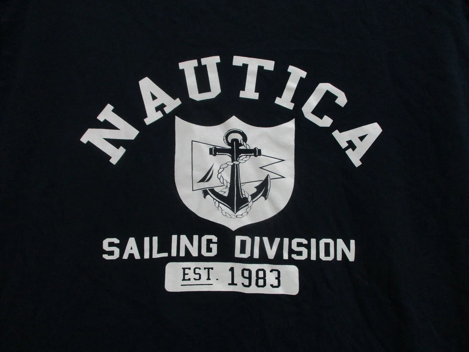 Camiseta pijama Nautica grande adulto azul marinho roupa de dormir logotipo vela masculina G - Imagem 3 de 4