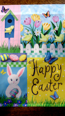 Yard Banner, Happy Easter Bunny, Birds, Tulips, Butterflies, Eggs Very nice