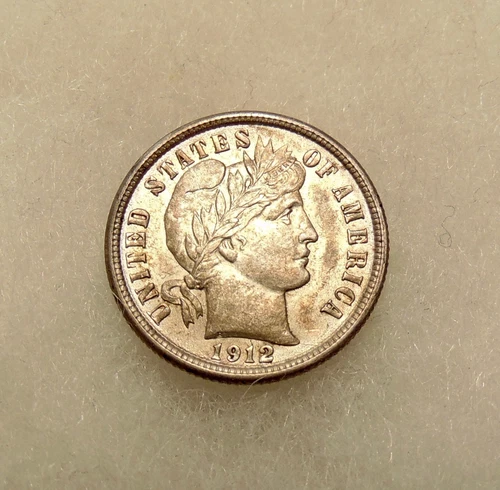 1912-P Barber Dime - Better Date - Pretty Choice AU+ Coin - FREE SHIPPING