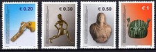 Kosovo MiNr. 38 - 41 ** Archäologische Funde: Fibel, Läuferin, Priesterin, Helm