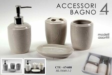 SET 4 PZ ACCESSORI BAGNO IN CERAMICA COLORI ASSORTITI CTU-674488