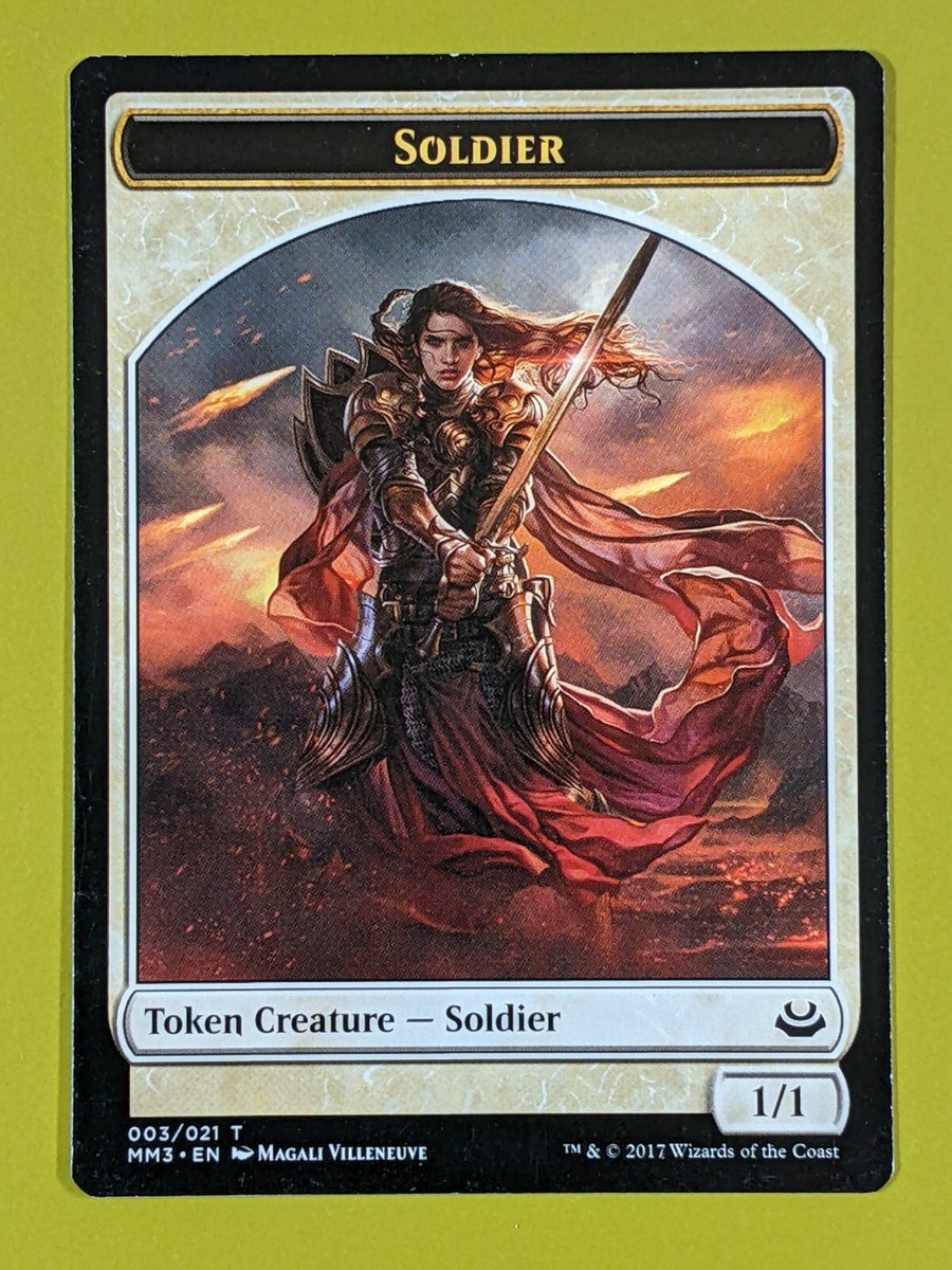 mtg soldier token cards (1/1) by Peter Mohrbacher unique look. Soldier Token [Core Set 2020