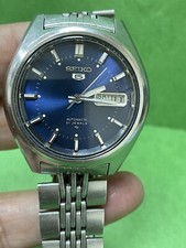 Vintage SEIKO 5 7019-7069 automatic BLUE DIAL DAY DATE SS 21 Jewels 37m R5