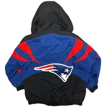 Vintage New England Patriots Apex Pro Line Full Zip Shark Tooth Coat Large Brady