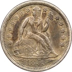1855 Arrows Seated Liberty Dime 10C, About Uncirculated AU, Dark Toning