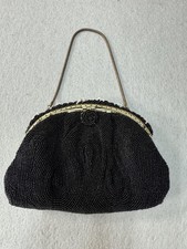 Vintage Charlot Beaded Evening Bag Purse Clutch Womens Small Black Made in Japan