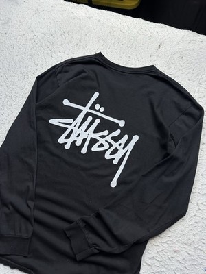 Vintage Men's Stussy Spellout Long Sleeve Graphic Shirt Y2K Sz M