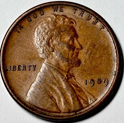 1909 VDB Lincoln Wheat Cent -AU