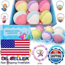 Mermaid Bath Bombs for Kids - 6 Natural Fizzy Shells with Surprise Toys