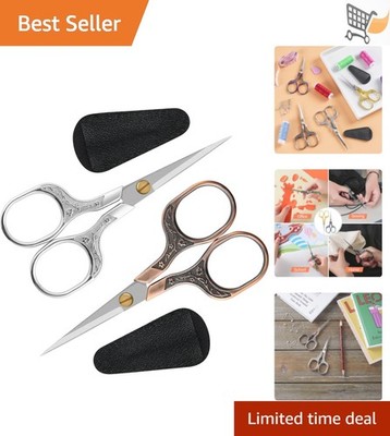 Small Steel Precision Scissors 2 Pack Sharp Blade Embroidery Sewing Craft