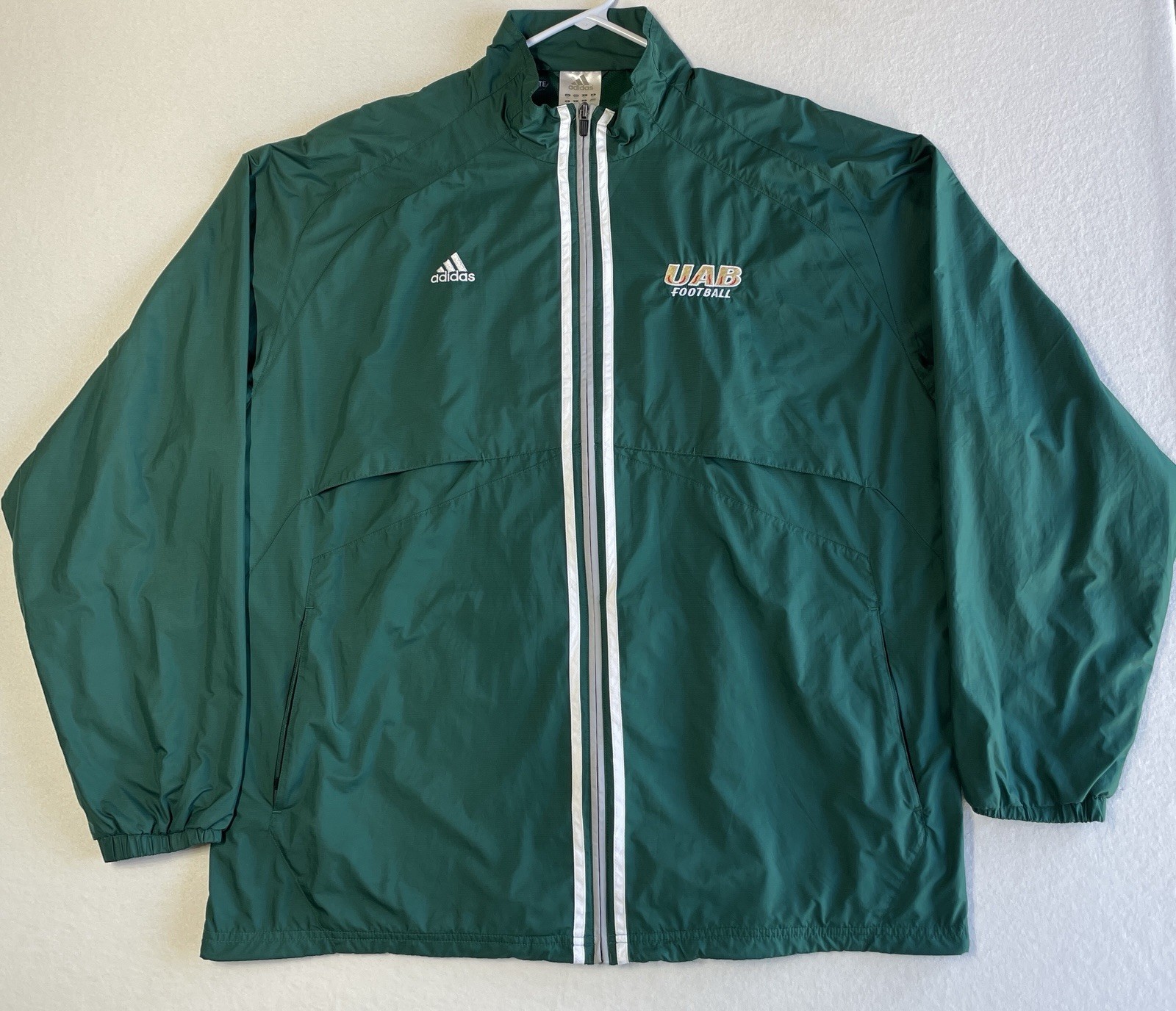 UAB Adidas Blazers Football Jacket Mens 2XL Team Zip Mesh Lined Wind Breaker