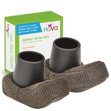 Walker Ski Glides with Fabric Covers, Universal for Folding Walkers, Easy-Gli...