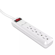 3 Ft. 4-Outlet Power Strip Surge Protector with 45 Degree Flat Angle Plug, White