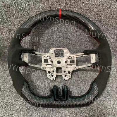 Customized Suede Carbon Fiber Black Steering Wheel for Ford Mustang GT 15-23