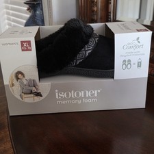 Women's Isotoner Memory Foam Slippers Size XL Black