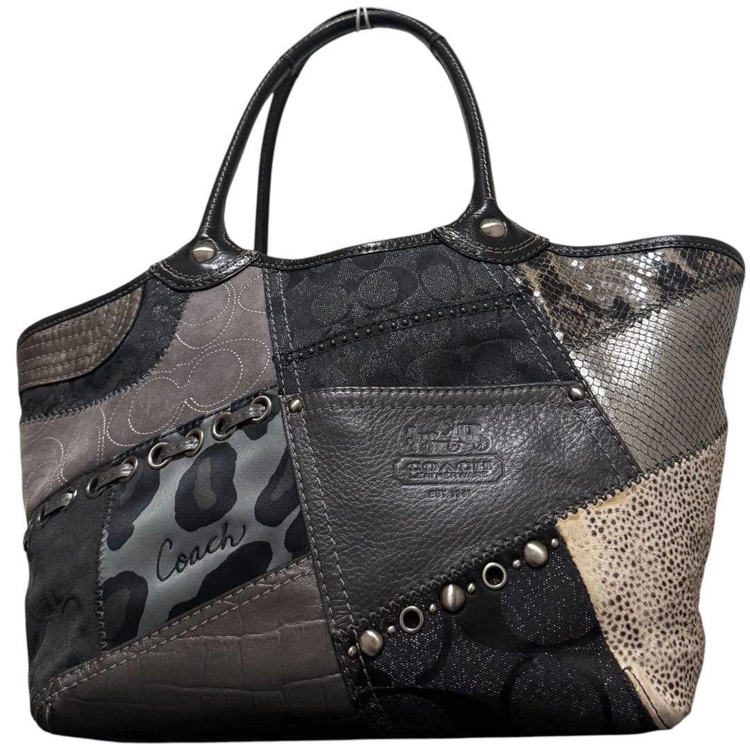 Coach Patchwork Canvas Exterior Large Bags & Handbags for Women