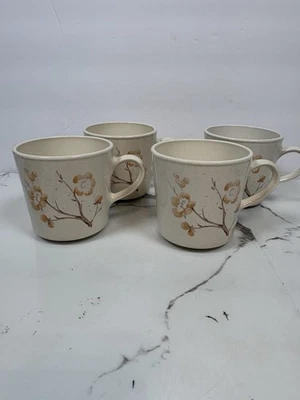 Vintage Corning Ware Apricot Grove Floral Mugs Set of 4 Cream Tan Peach - image 1 of 4