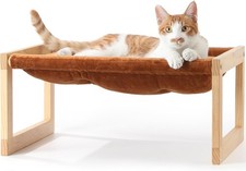 FUKUMARU Cat Bed with Removable Cover, Plush Velvet Couch for Indoor Cats, Woode