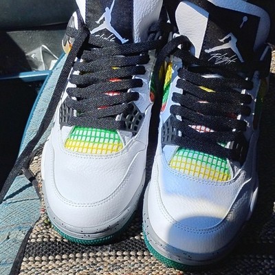 Jordan Air Jordan 4 Retro Rasta AQ9129-100 Low Top Colorblock Leather Sneaker