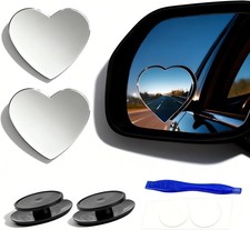 2 pcs Blind Spot Mirrors, 2" Heart Shaped HD Glass Convex 360  Wide Angle Side