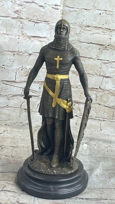 Bronze Statue of Medieval Middle Ages Knight Jousting Sculpture Figure Figurine