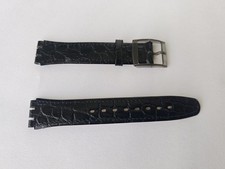 SWATCH Strap x GENT/IRONY STANDARD/SCUBA/AUTOMATIC- PELLE NERA  -  NEW - LEATHER