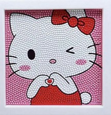 Hello Kitty Diamond Painting Craft Kit-Size 7.8X7.8   Diy supplies included.
