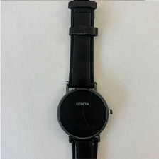 Minimalist Black Quartz Watch Black Strap Simple Classic Casual Dress Watch