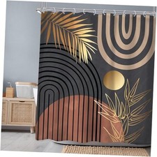 Mid Century Abstract Boho Shower Curtain 60"W x 72"L (Pack of 1) A-02brown