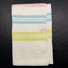 VTG Dundee Baby Receiving Blanket Unisex Cotton Flannel Pastel Stripes - AS IS