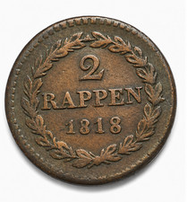 Basel 2 Rappen 1818 – Kanton Basel – Schweizer Kantonsmünze – KM#202