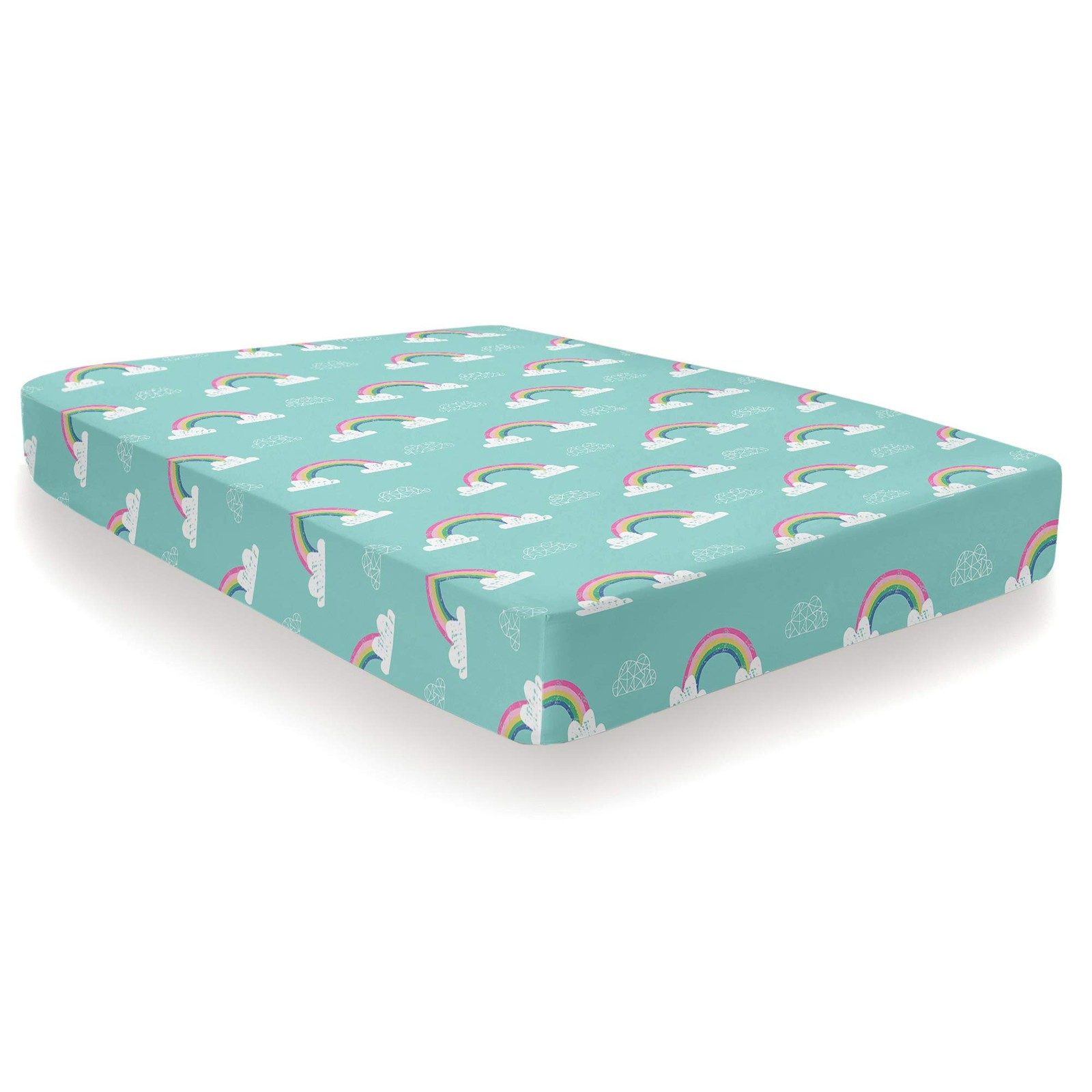 Bedlam - Lenzuolo con angoli, motivo arcobaleni e unicorni, multicolore, pe riw7