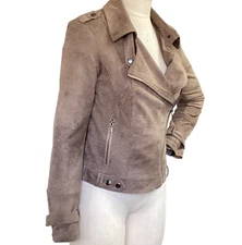 BNCI by blanc noir Faux Suede Moto Jacket Sz S  #56G
