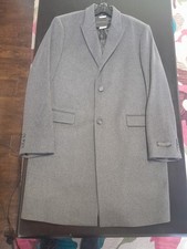 NWT Saks Fifth Avenue Men's Wool OverCoat, Charcoal Gray 42R