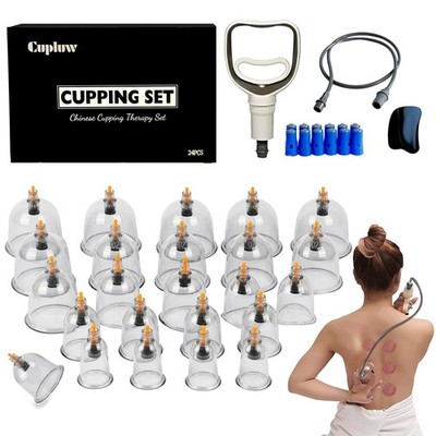 Cupluw Cupping Set, 24 Cups Cupping Kit for Massage Therapy, Chinese Cupping The