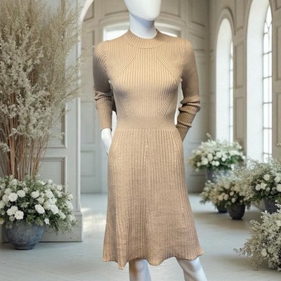 Area Stars Tan/Beige Women's Stretch Sweater Dress Size Small Long Sleeves NWT!